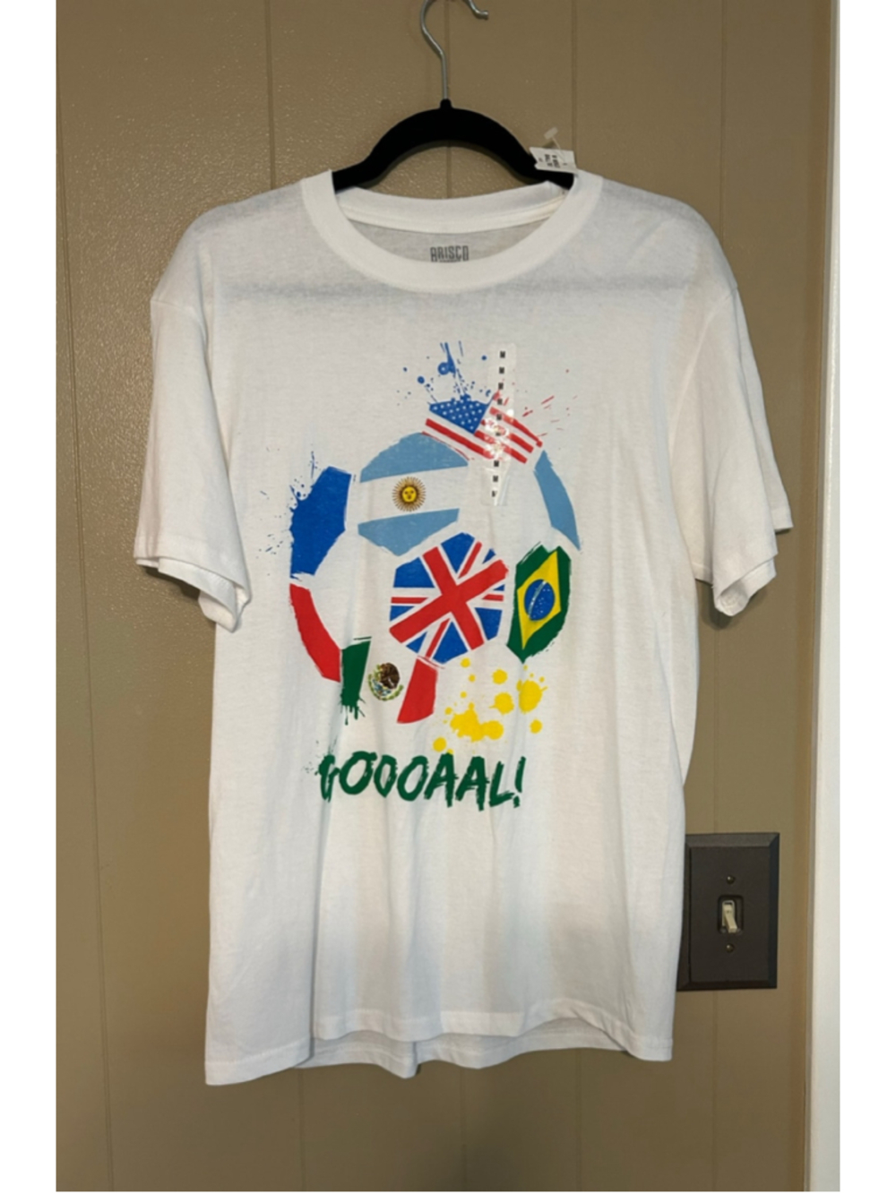 BRISCO White Soccer Short Sleeve Shirt Men’s Size M GOAL